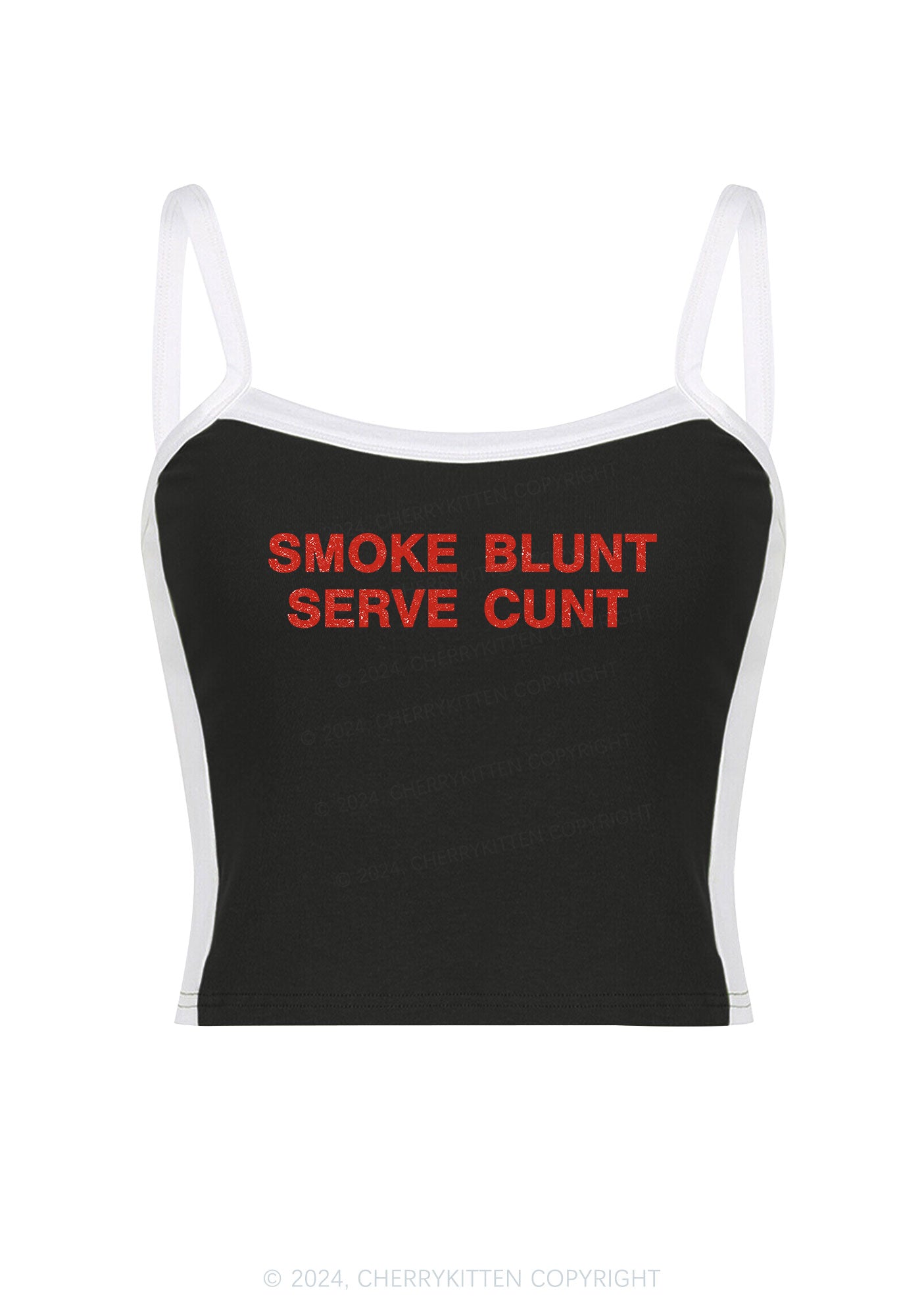 Smoke Blunt Y2K Color Block Crop Cami Top Cherrykitten