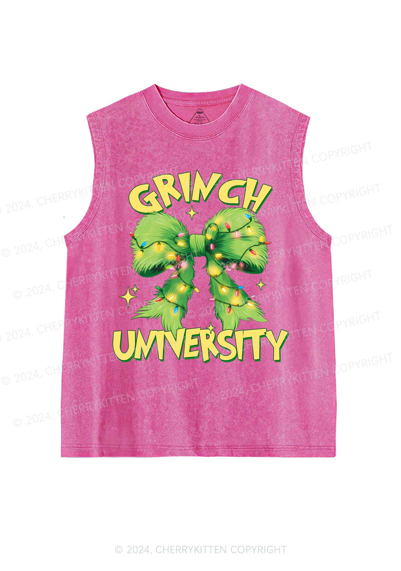 Christmas Green University Y2K Washed Tank Cherrykitten