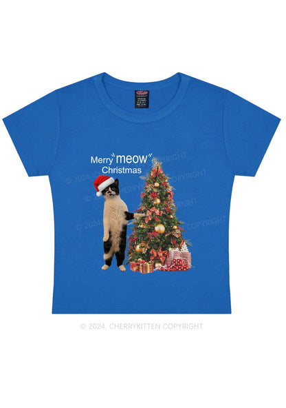 Christmas Merry Meow Y2K Baby Tee Cherrykitten