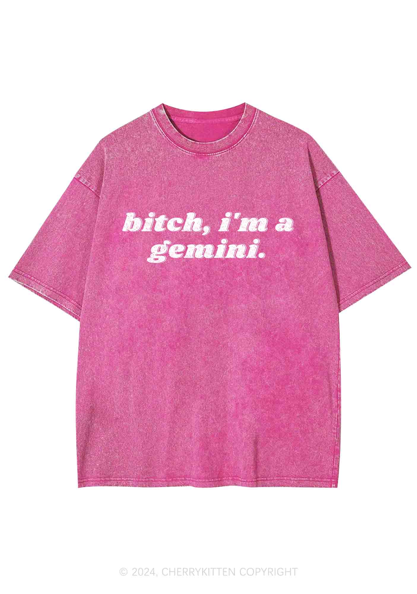 Bxtch I'm A Custom Zodiac Y2K Washed Tee Cherrykitten