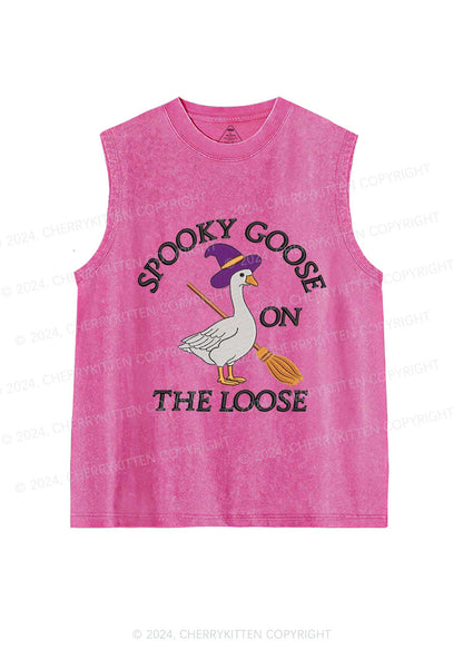 Halloween Spooky Goose Y2K Washed Tank Cherrykitten