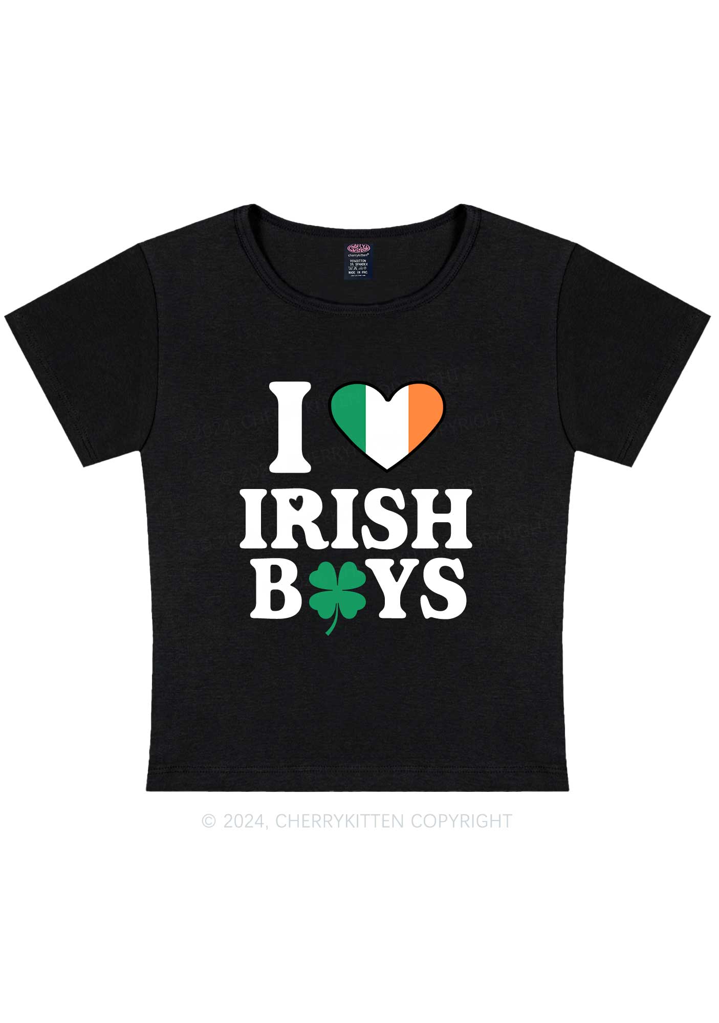 Irish Boy Shamrock St Patricks Y2K Baby Tee Cherrykitten