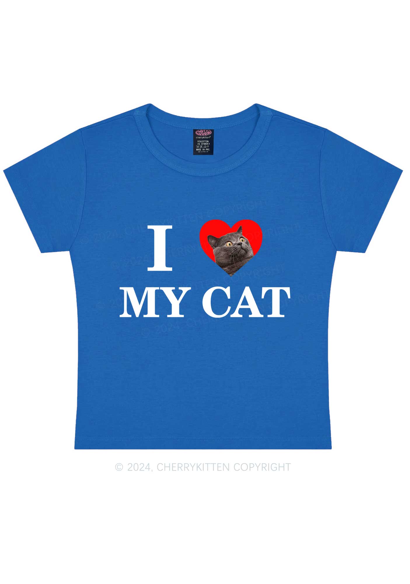 I Love My Cat Custom Photo Y2K Baby Tee Cherrykitten