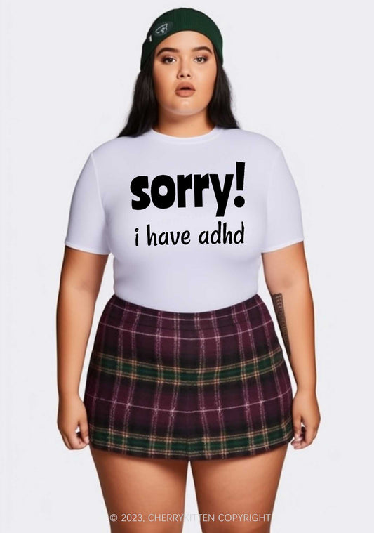 Curvy Sorry I Have ADHD Y2K Baby Tee Cherrykitten