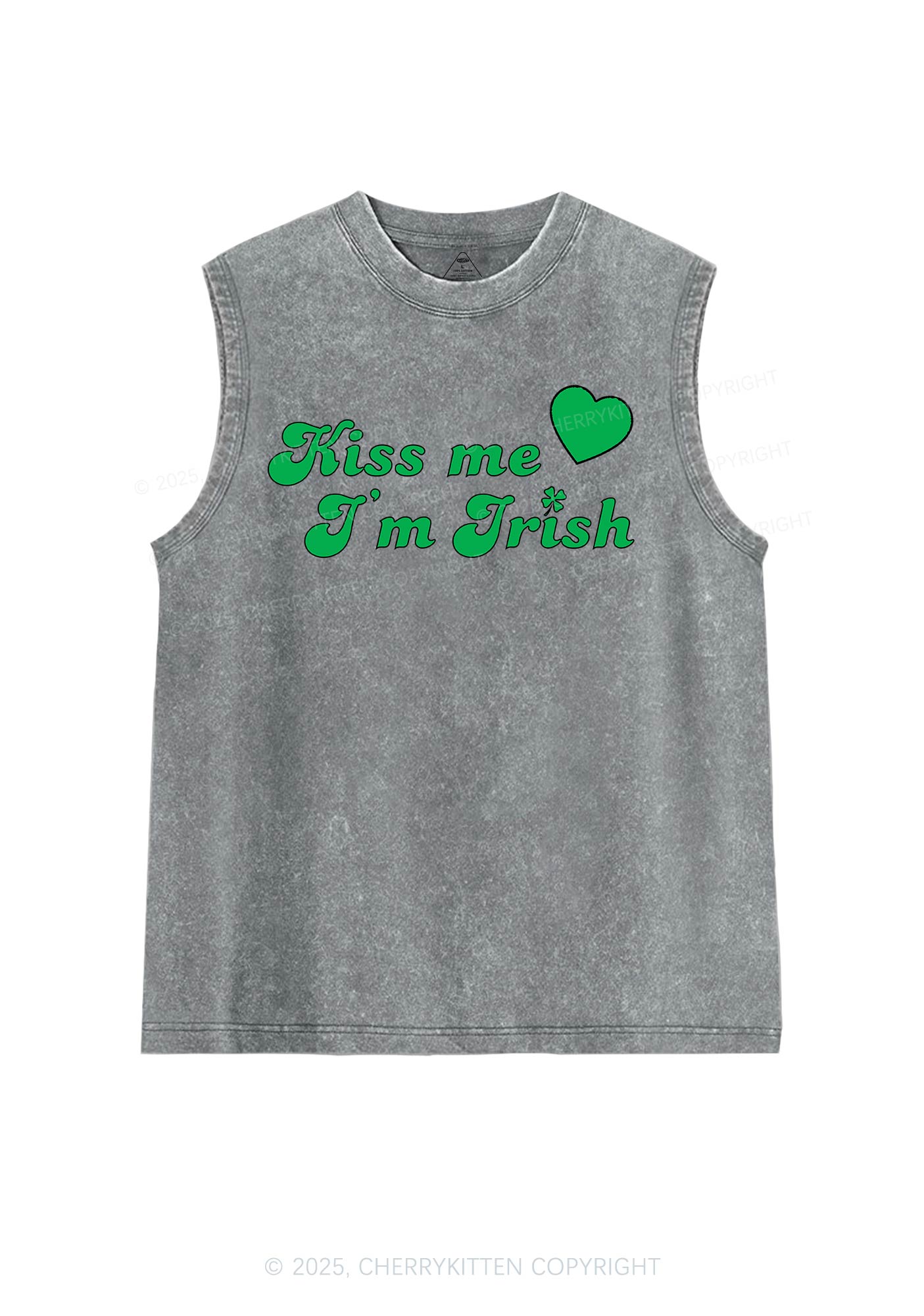 Kiss Me I'm Irish St Patricks Y2K Washed Tank Cherrykitten