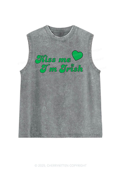 Kiss Me I'm Irish St Patricks Y2K Washed Tank Cherrykitten