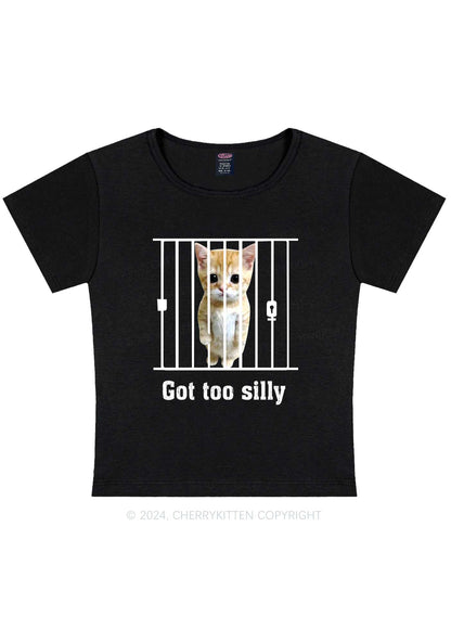 Got Too Silly Cat Y2K Baby Tee Cherrykitten