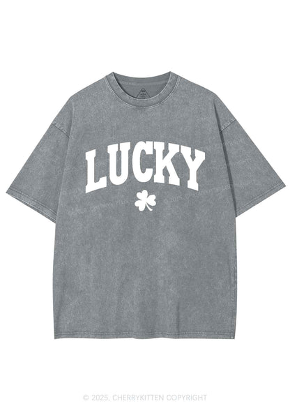 Lucky Shamrock St Patricks Y2K Washed Tee Cherrykitten