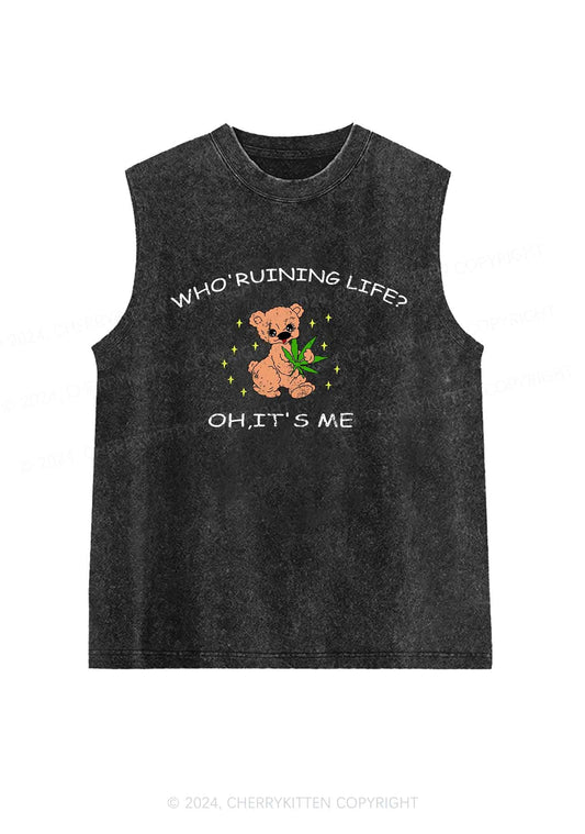 Who' Ruining Life Y2K Washed Tank Cherrykitten