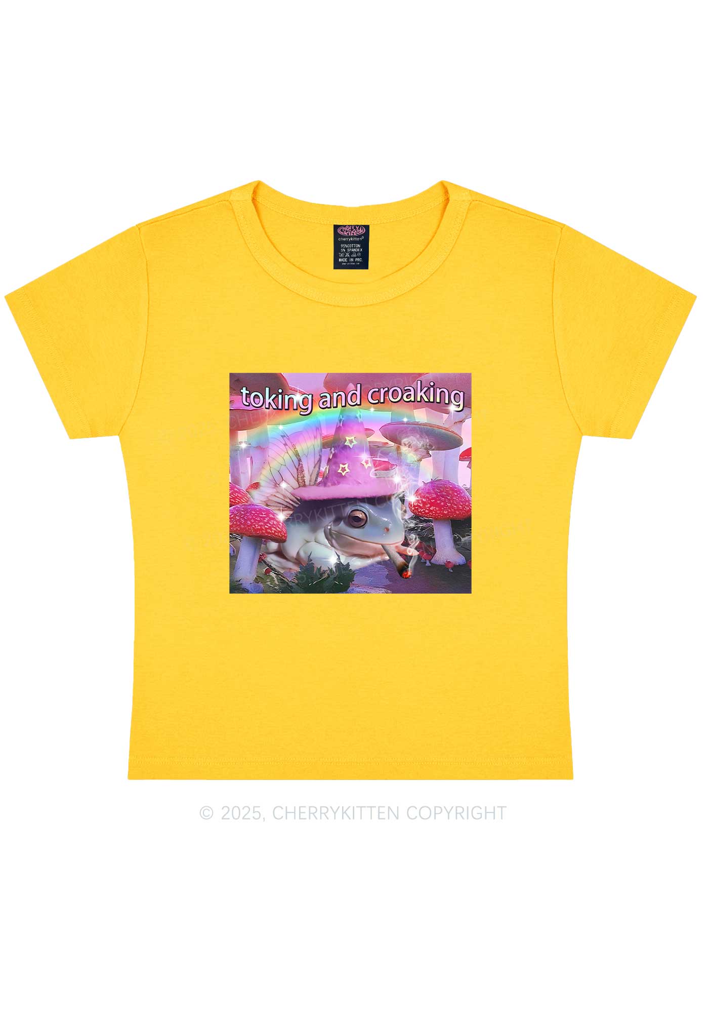 Toking Croaking Frog Y2K Baby Tee Cherrykitten