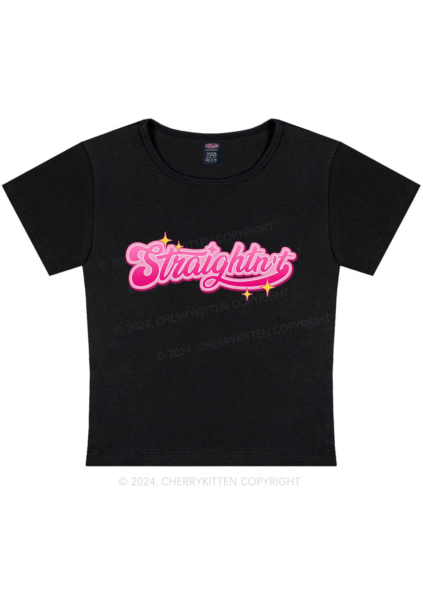 Curvy Straightn't Y2K Baby Tee Cherrykitten