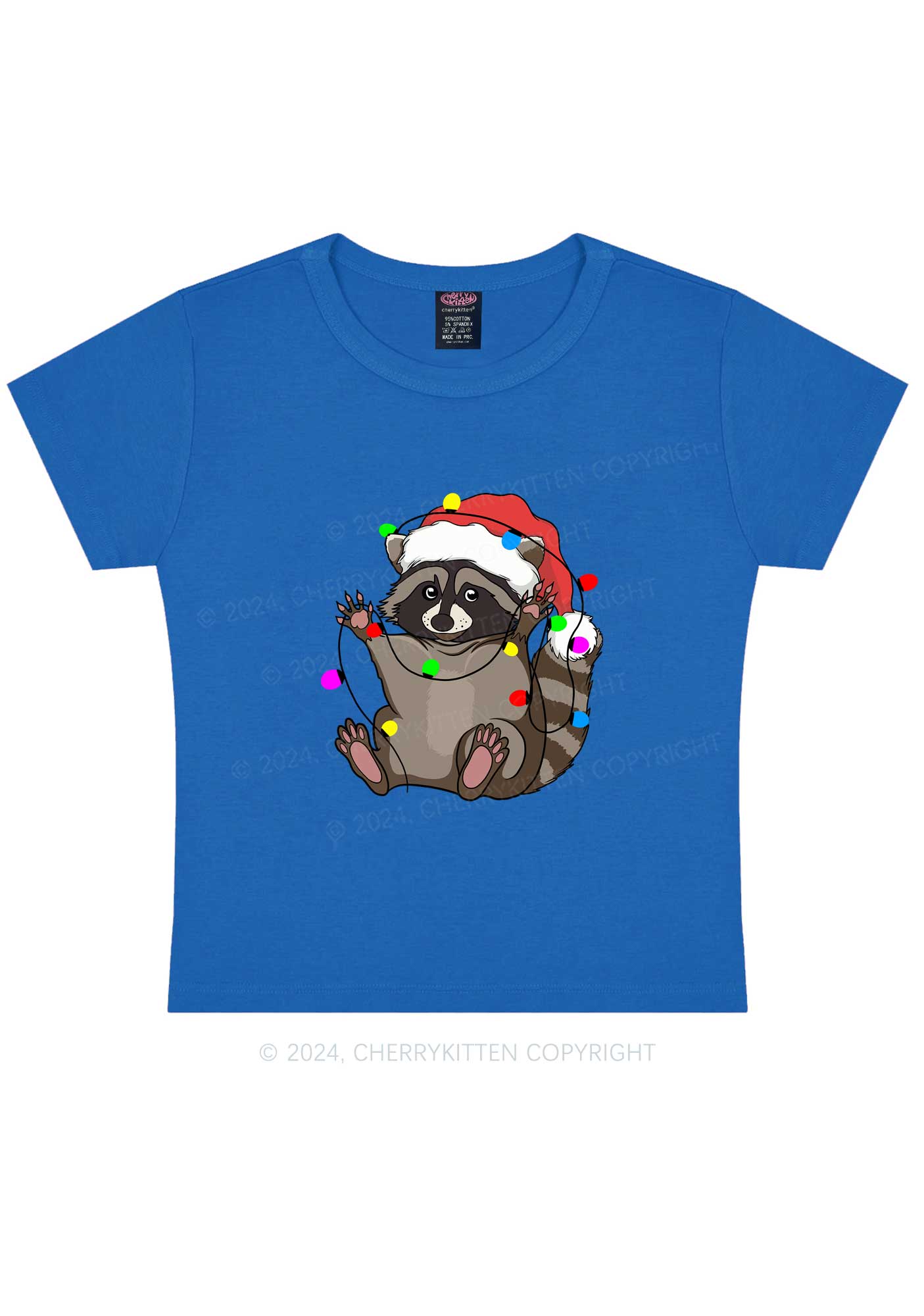 Christmas Raccoon Y2K Baby Tee Cherrykitten