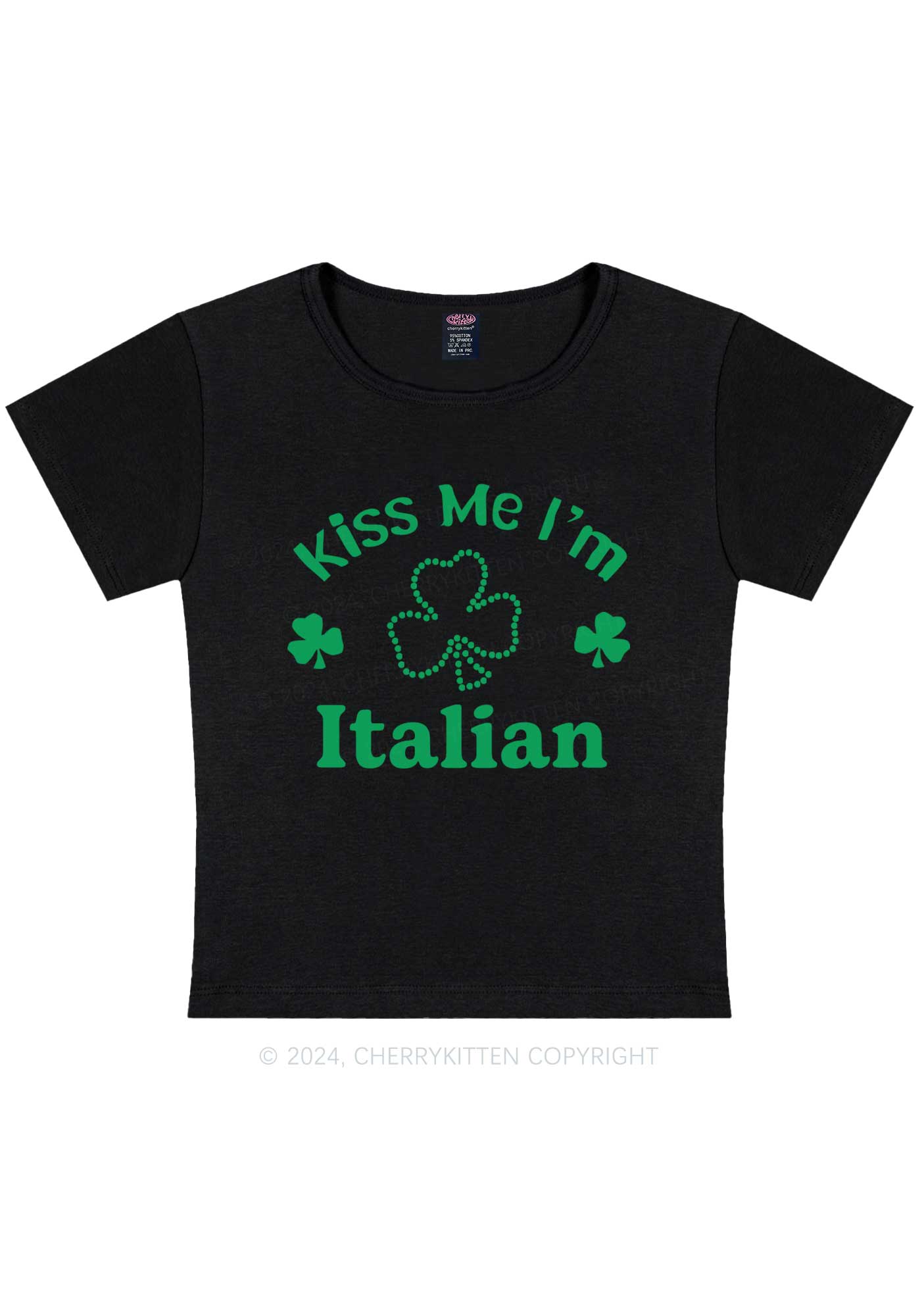 Kiss Me Im Italian St Patricks Y2K Baby Tee Cherrykitten