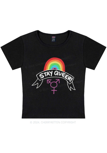 Curvy Stay Queer Y2K Baby Tee Cherrykitten