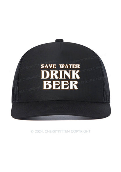 Save Water Drink Beer Y2K Trucker Mesh Hat Cherrykitten