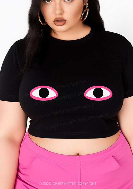 Curvy Artistic Eyes Y2K Baby Tee Cherrykitten