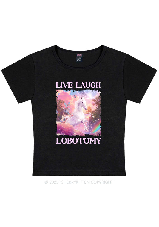 Live Laugh Lobotomy Unicorn Y2K Baby Tee Cherrykitten