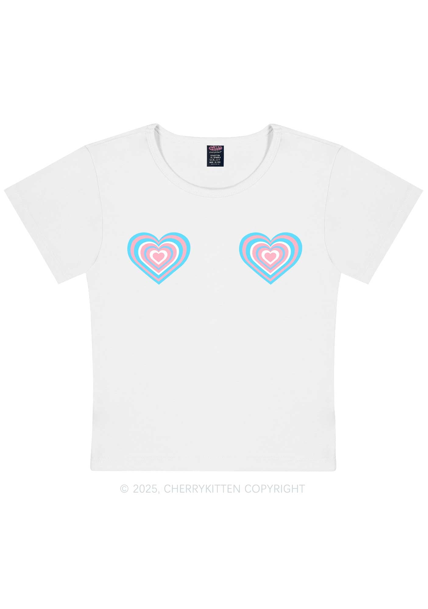 Transgender Flag Heart Y2K Baby Tee Cherrykitten