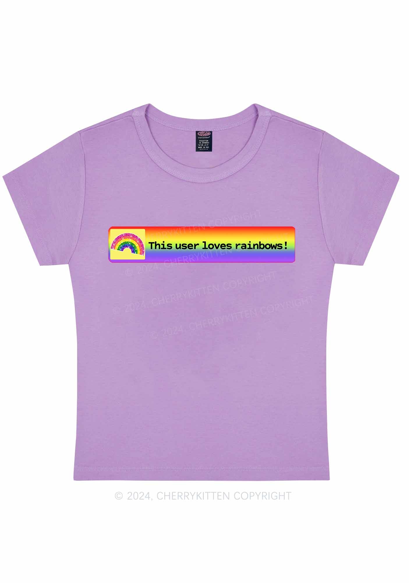 Curvy This User Loves Rainbows Y2K Baby Tee Cherrykitten