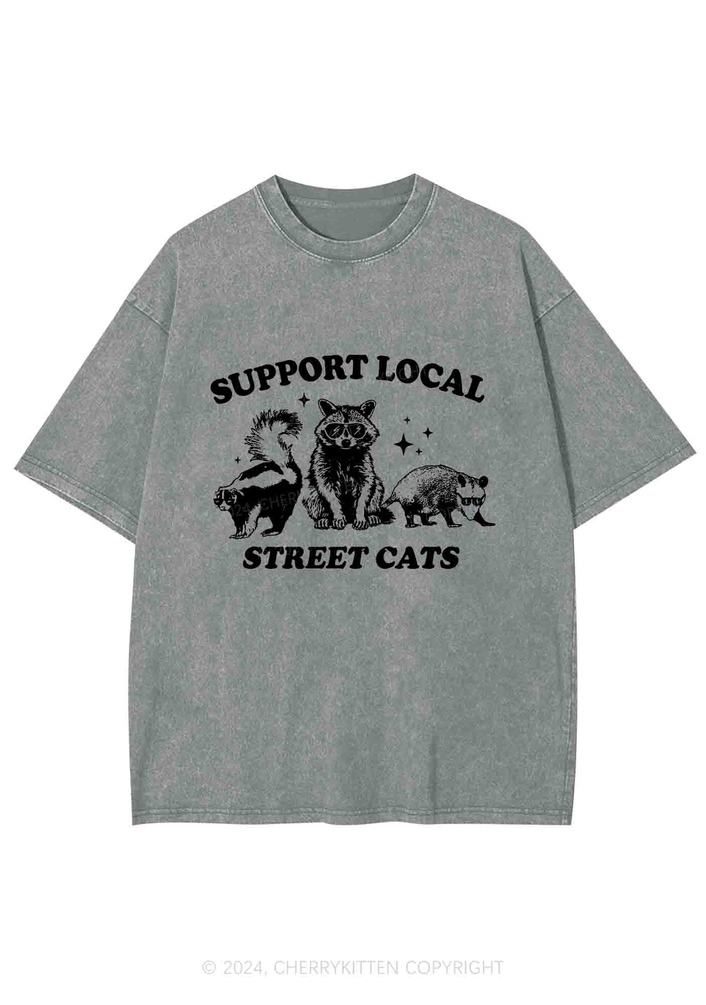 Support Local Street Cats Y2K Washed Tee Cherrykitten