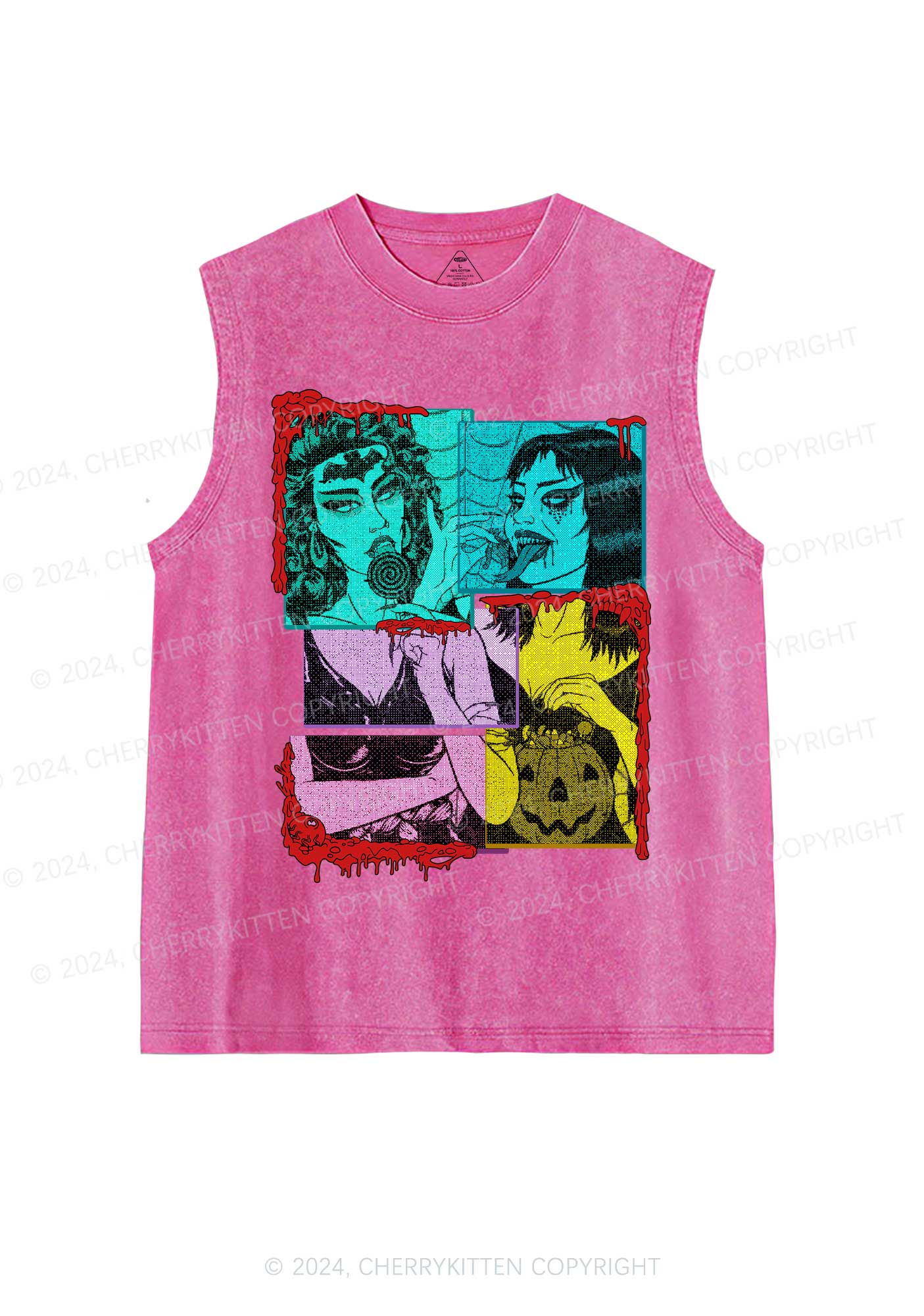 Halloween Devil Lick Y2K Washed Tank Cherrykitten