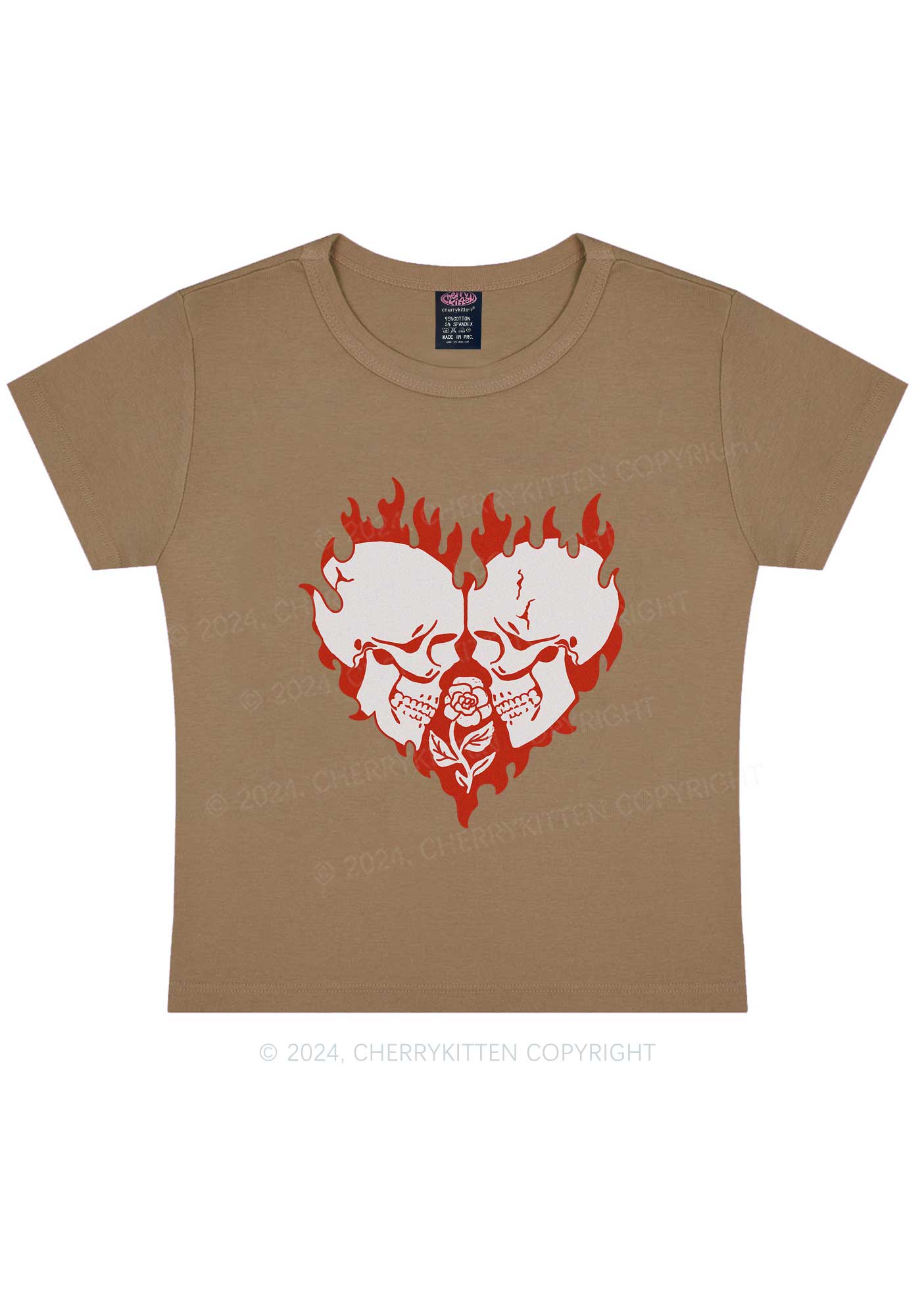 Heart Skull Y2K Valentine's Day Baby Tee Cherrykitten