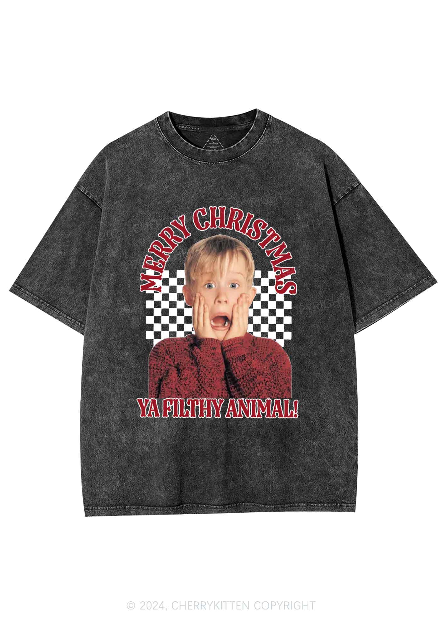 Christmas Movies Y2K Washed Tee Cherrykitten