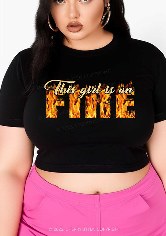 Curvy This Girl On Fire Y2K Baby Tee Cherrykitten