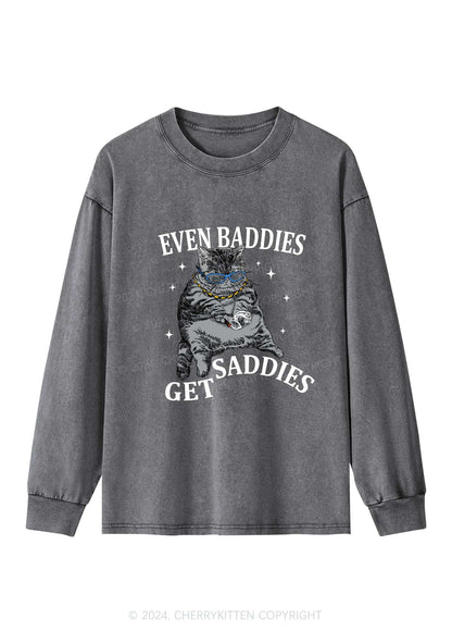 Even Baddies Get Saddies Y2K Washed Long Sleeves Cherrykitten