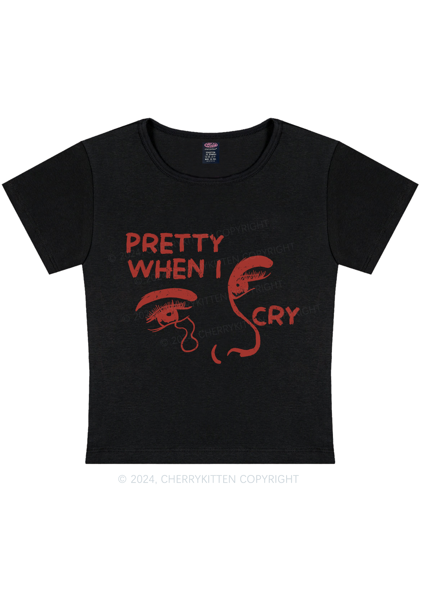 Curvy Pretty Cry Y2K Baby Tee Cherrykitten