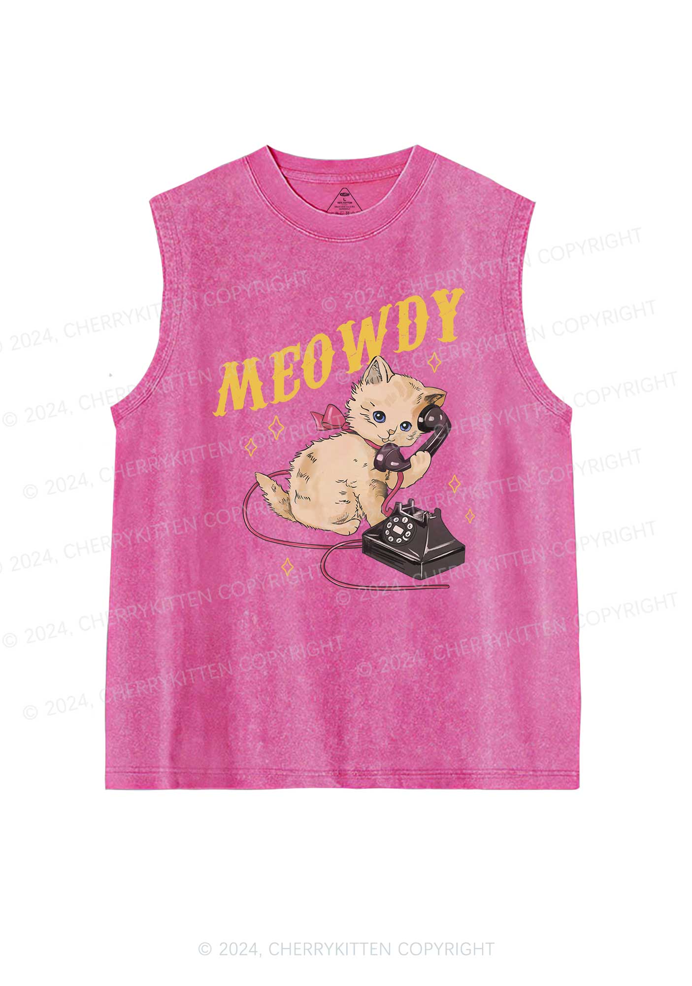 Meowdy Kitten Y2K Washed Tank Cherrykitten