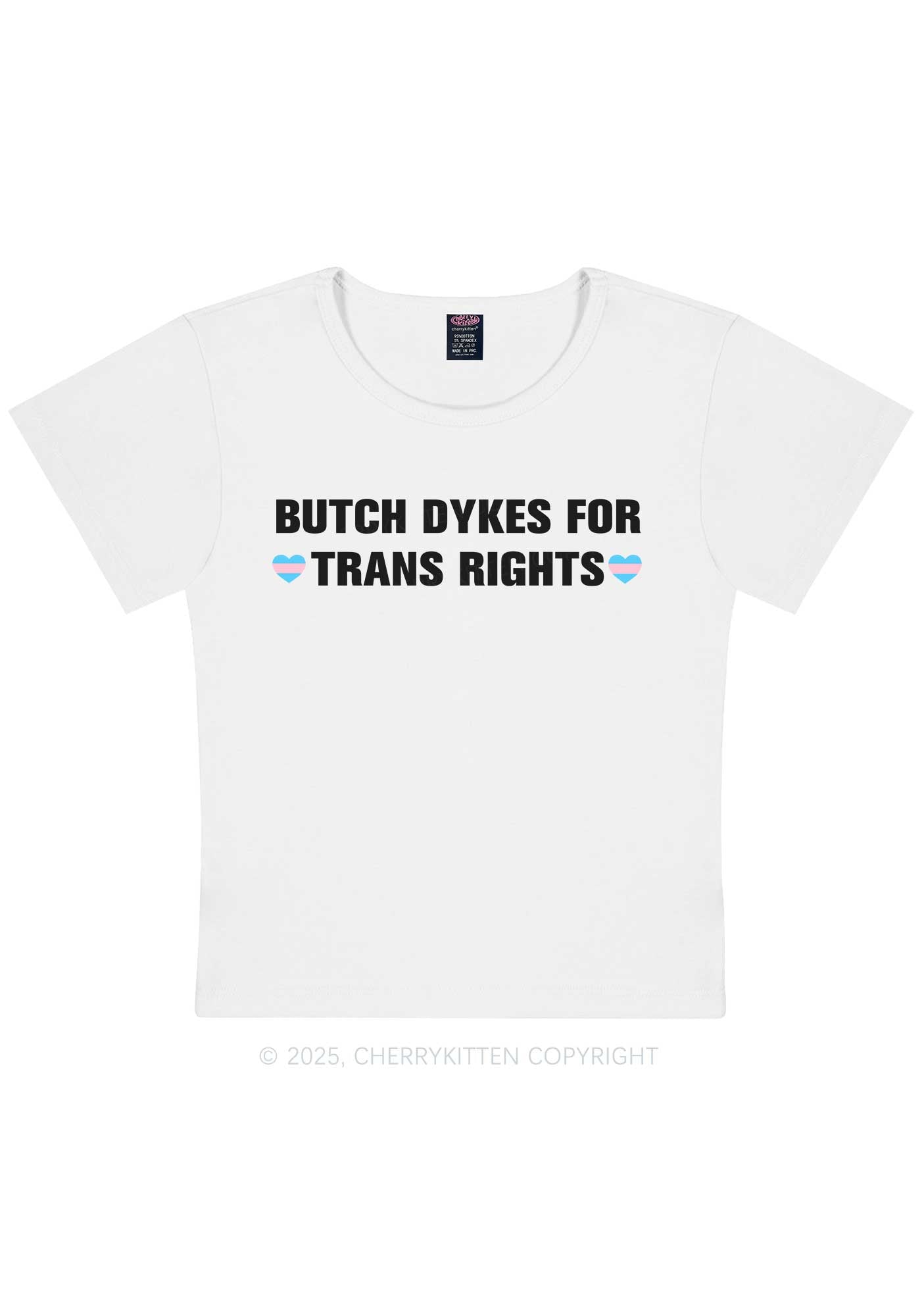 Butch Dykes For Trans Rights Y2K Baby Tee Cherrykitten