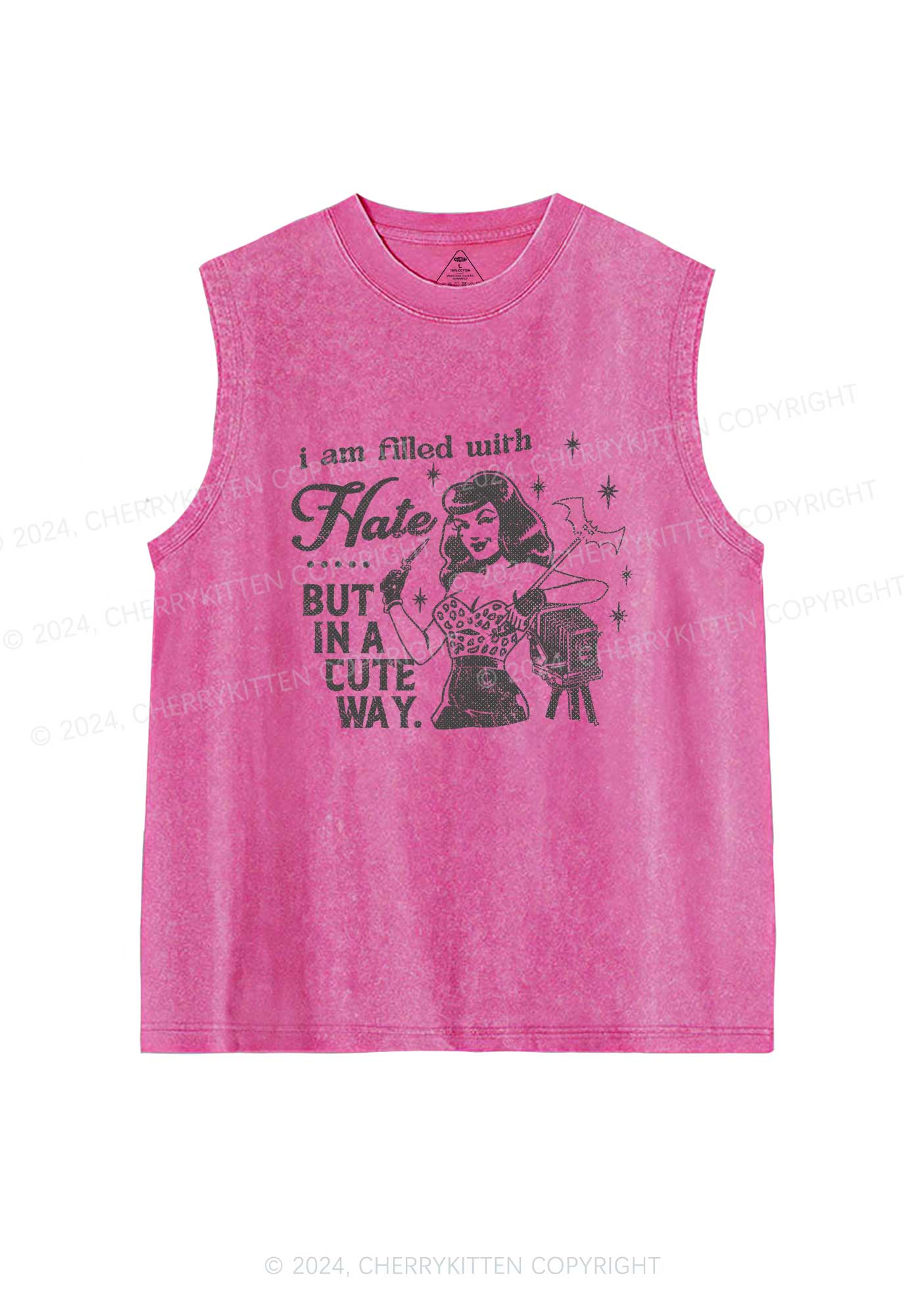 Hate In A Cute Way Y2K Washed Tank Cherrykitten