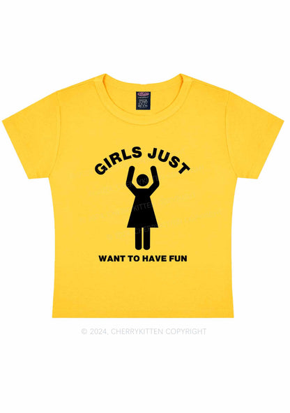 Girls Just Have Fun Y2K Baby Tee Cherrykitten