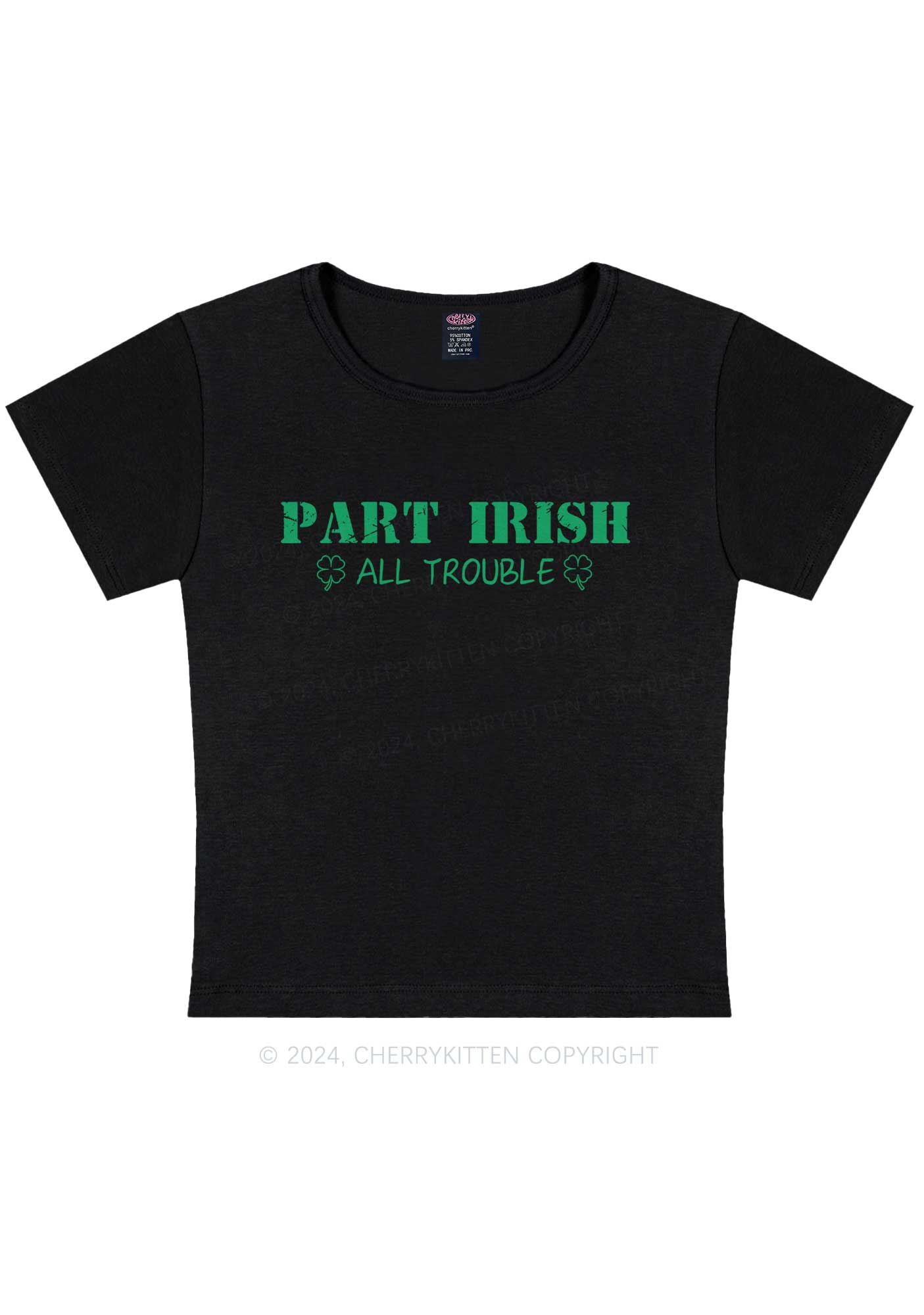 Part Irish All Trouble St Patricks Y2K Baby Tee Cherrykitten