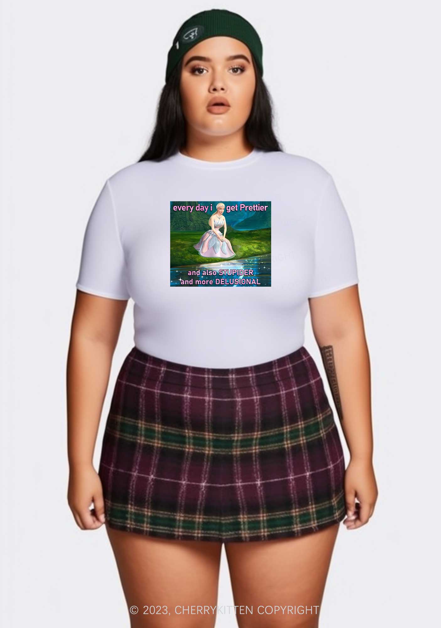 Curvy Prettier Stupider Delusional Y2K Baby Tee Cherrykitten