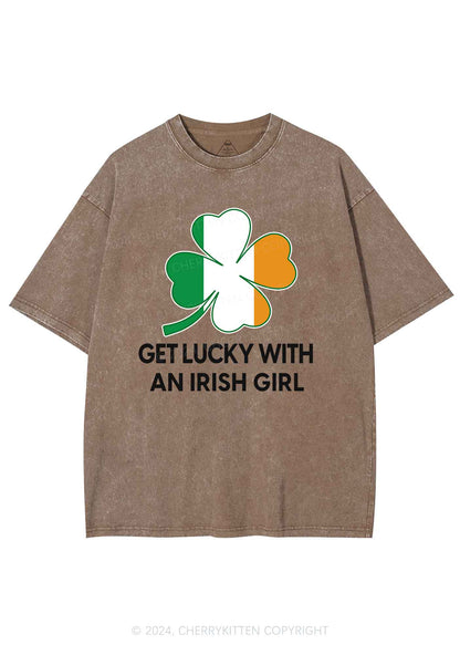 Get Lucky Irish Girl St Patricks Y2K Washed Tee Cherrykitten