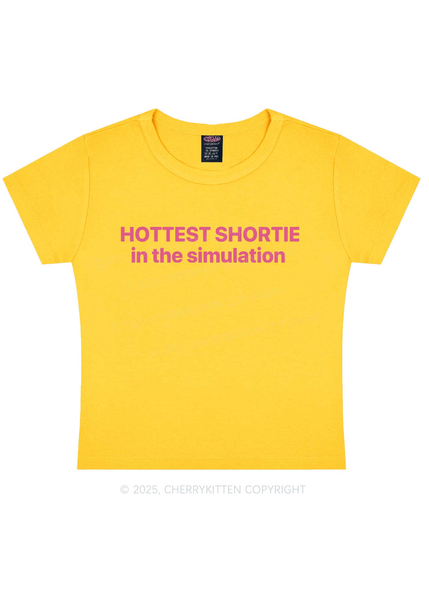 Hottest Shortie In The Simulation Y2K Baby Tee Cherrykitten