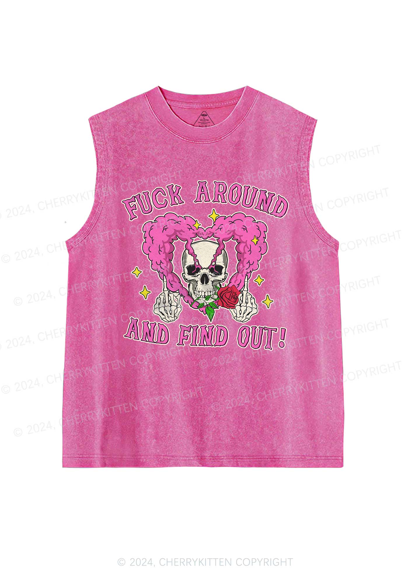 Halloween Fxxk Around Y2K Washed Tank Cherrykitten