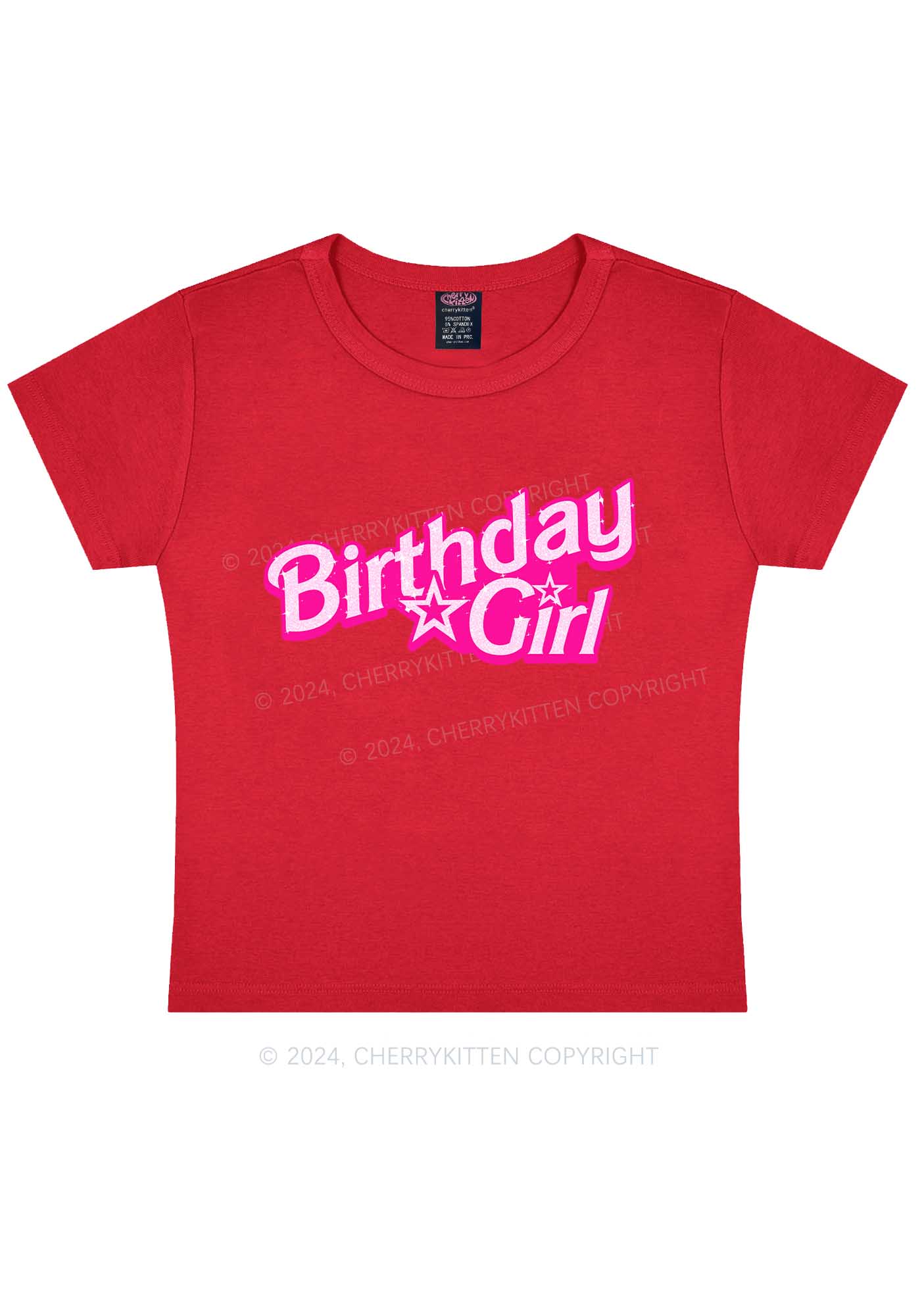 Barb Birthday Girl Y2K Baby Tee Cherrykitten