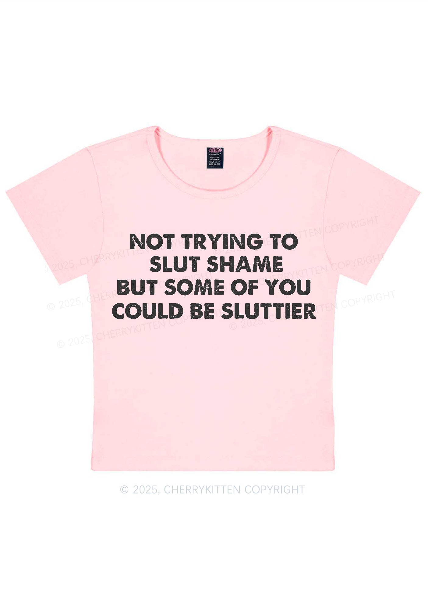 Not Trying To Slxt Shame Y2K Baby Tee Cherrykitten