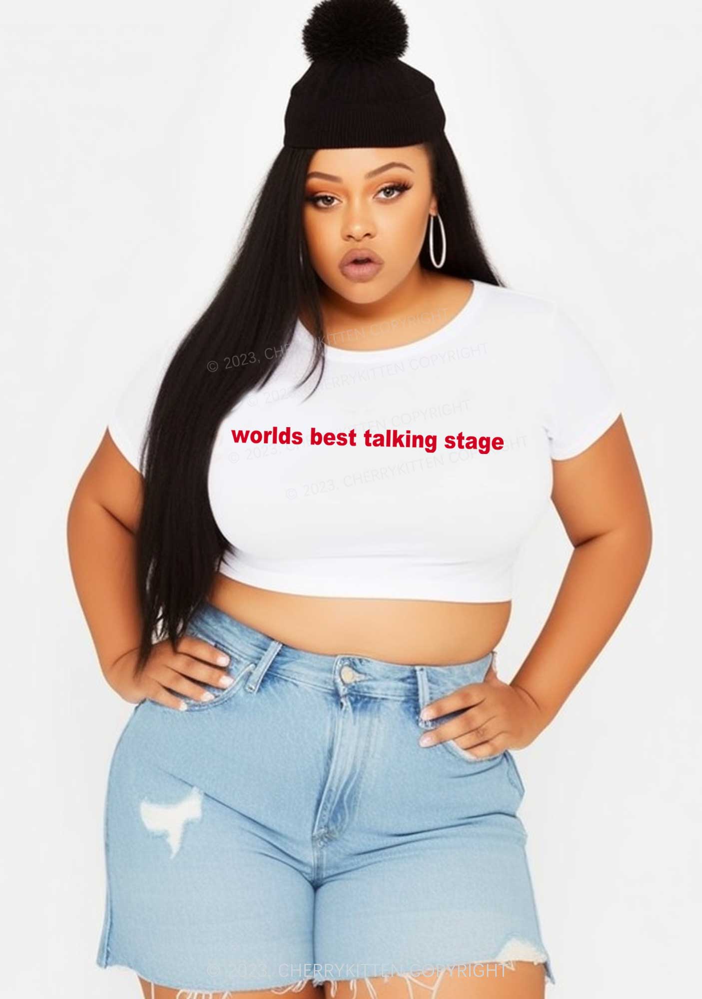 Curvy Worlds Best Talking Stage Y2K Baby Tee Cherrykitten