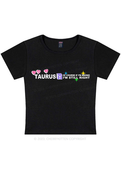 Curvy I'm A Taurus Y2K Baby Tee Cherrykitten