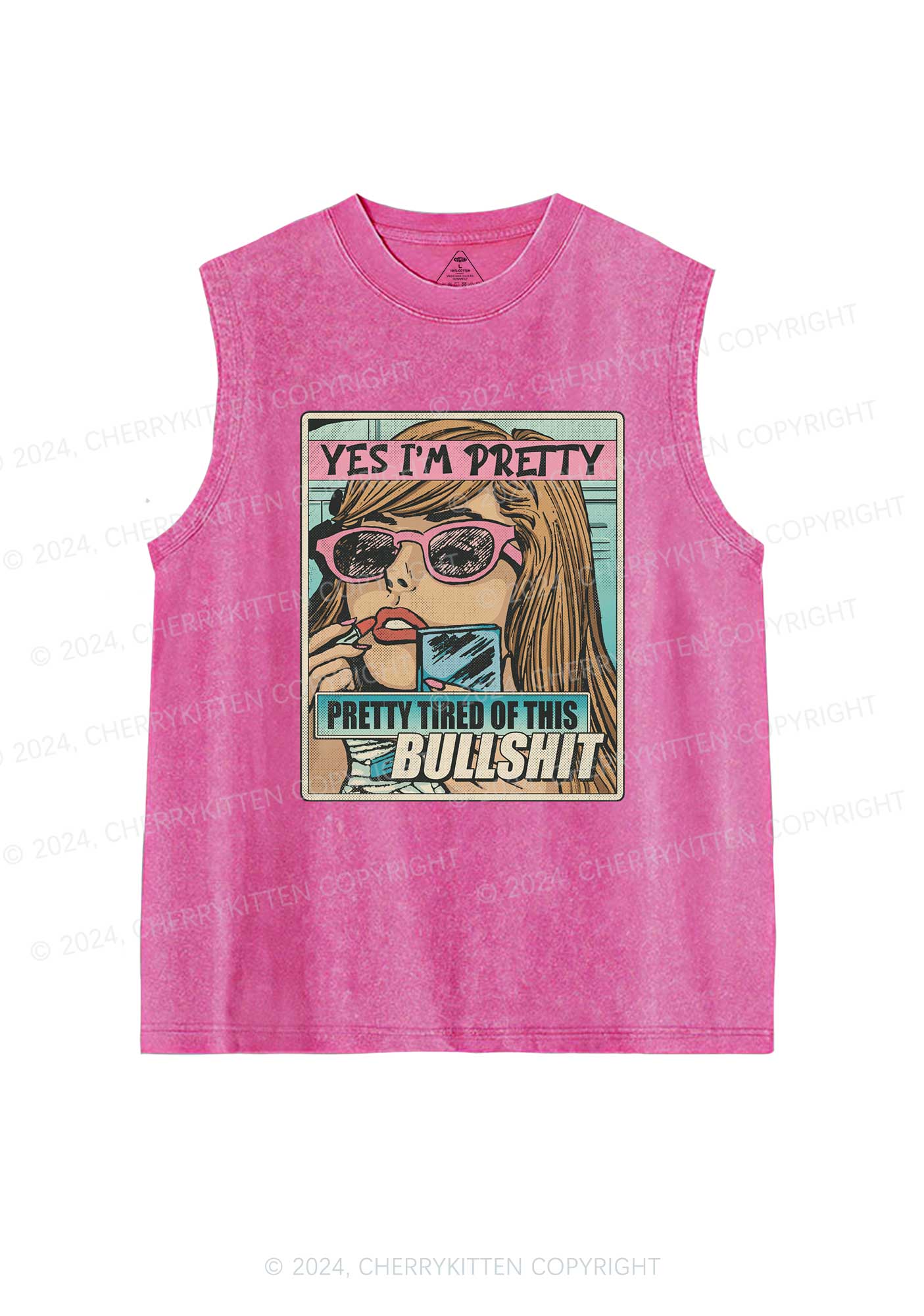 Pretty Tired Of This BS Y2K Washed Tank Cherrykitten