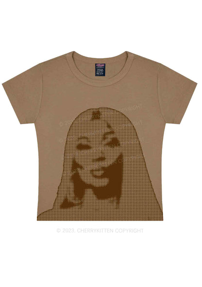 NM Pixel Portrait Y2K Baby Tee Cherrykitten