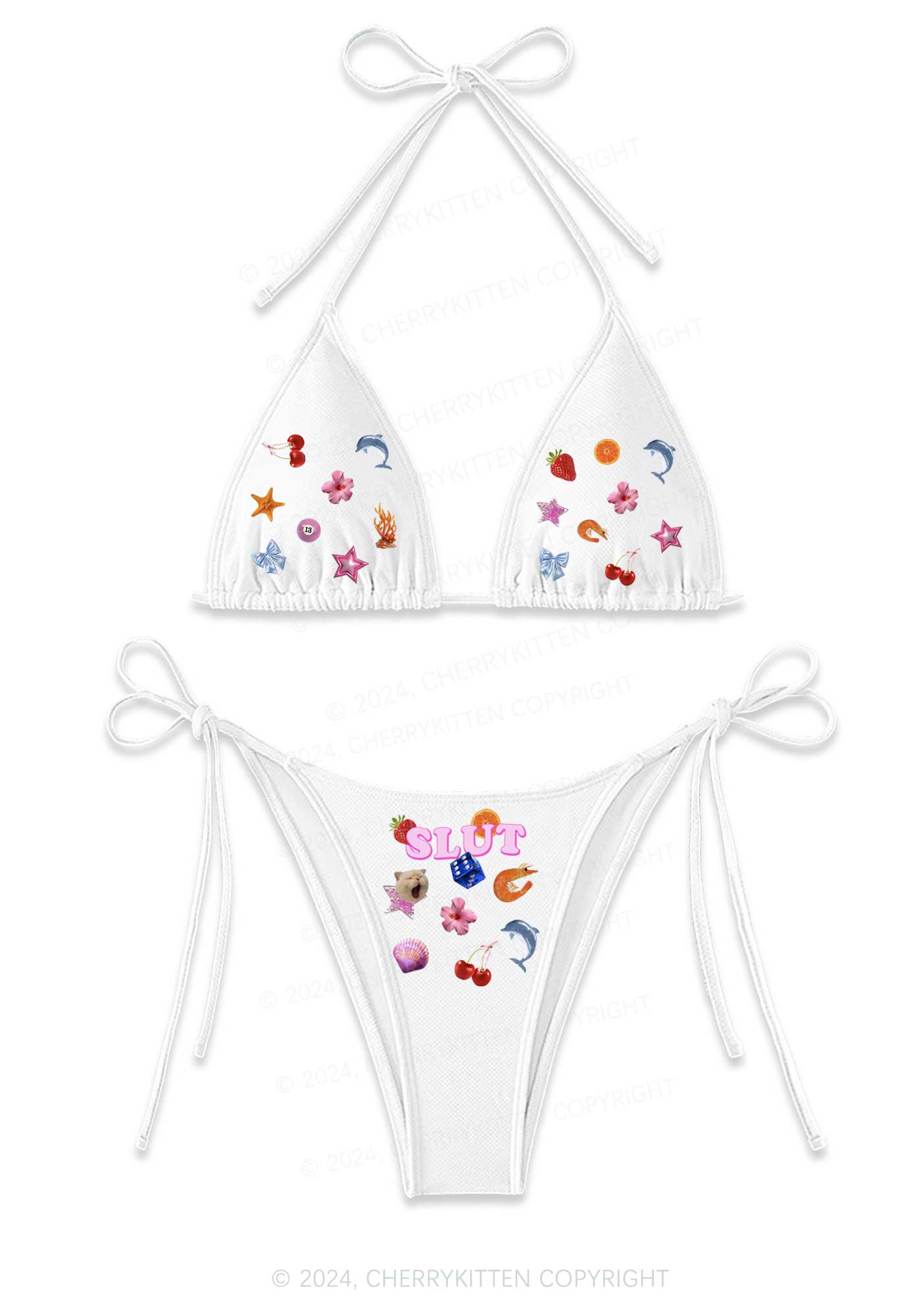 Collage Slxt Y2K Halter Triangle Bikini Set Cherrykitten