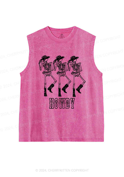 Halloween Howdy Dancing Skeletons Y2K Washed Tank Cherrykitten