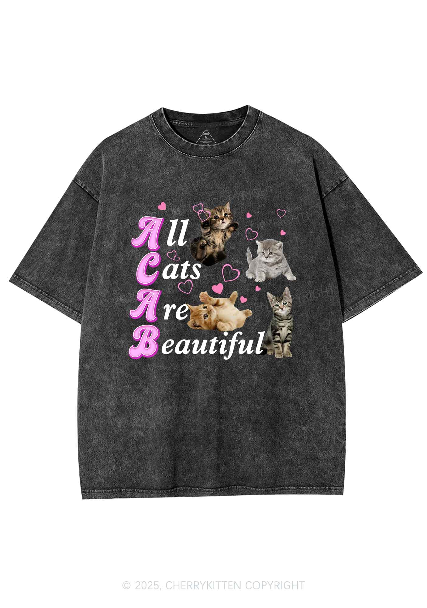 All Cats Are Beautiful Y2K Washed Tee Cherrykitten