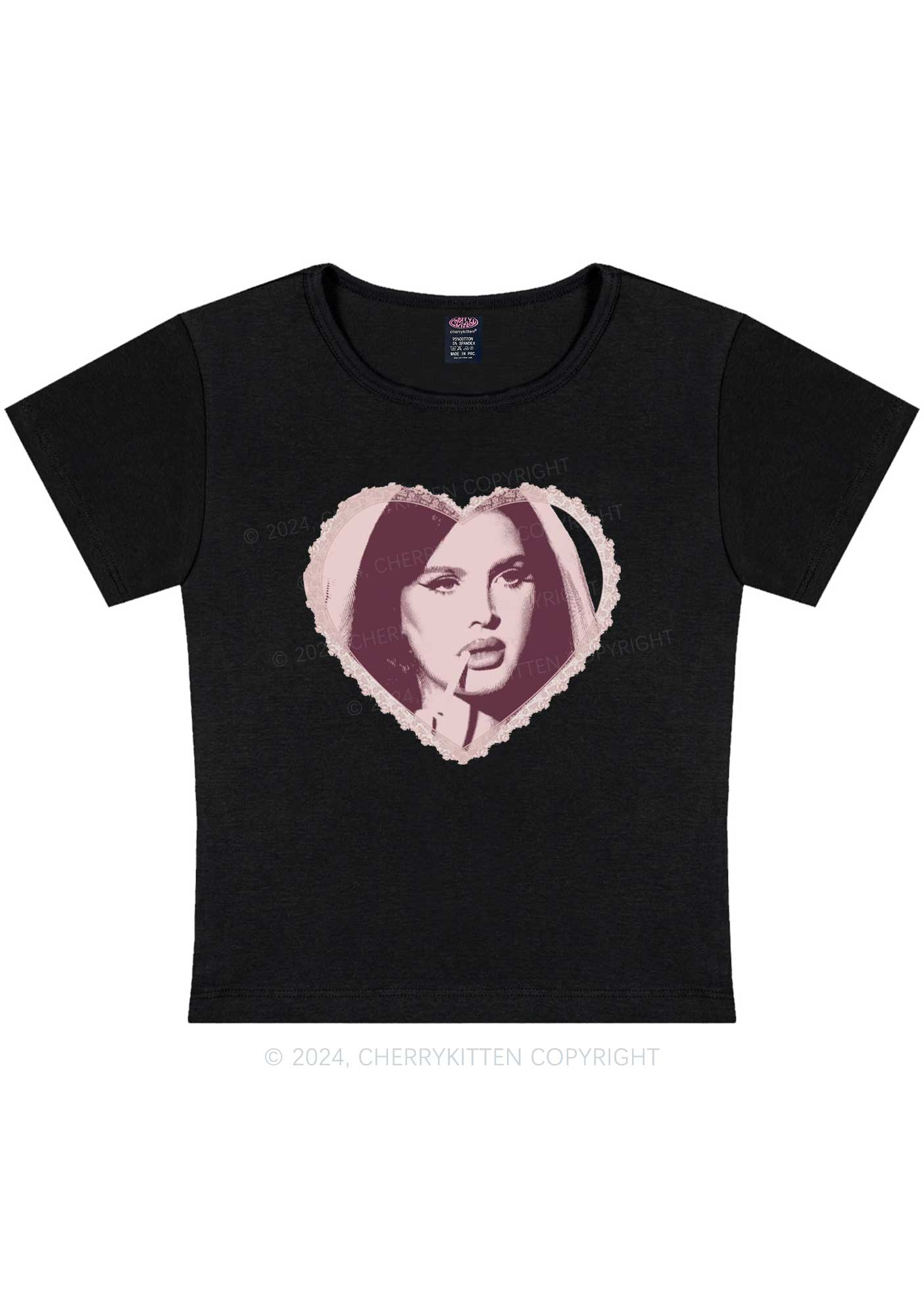 Curvy Heart Portrait Y2K Baby Tee Cherrykitten