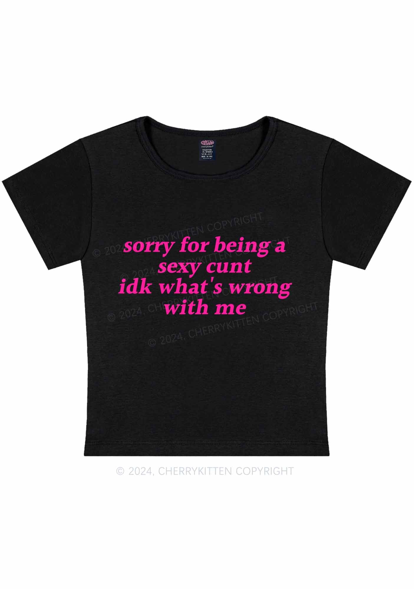 Sorry For Being Cxxt Y2K Baby Tee Cherrykitten